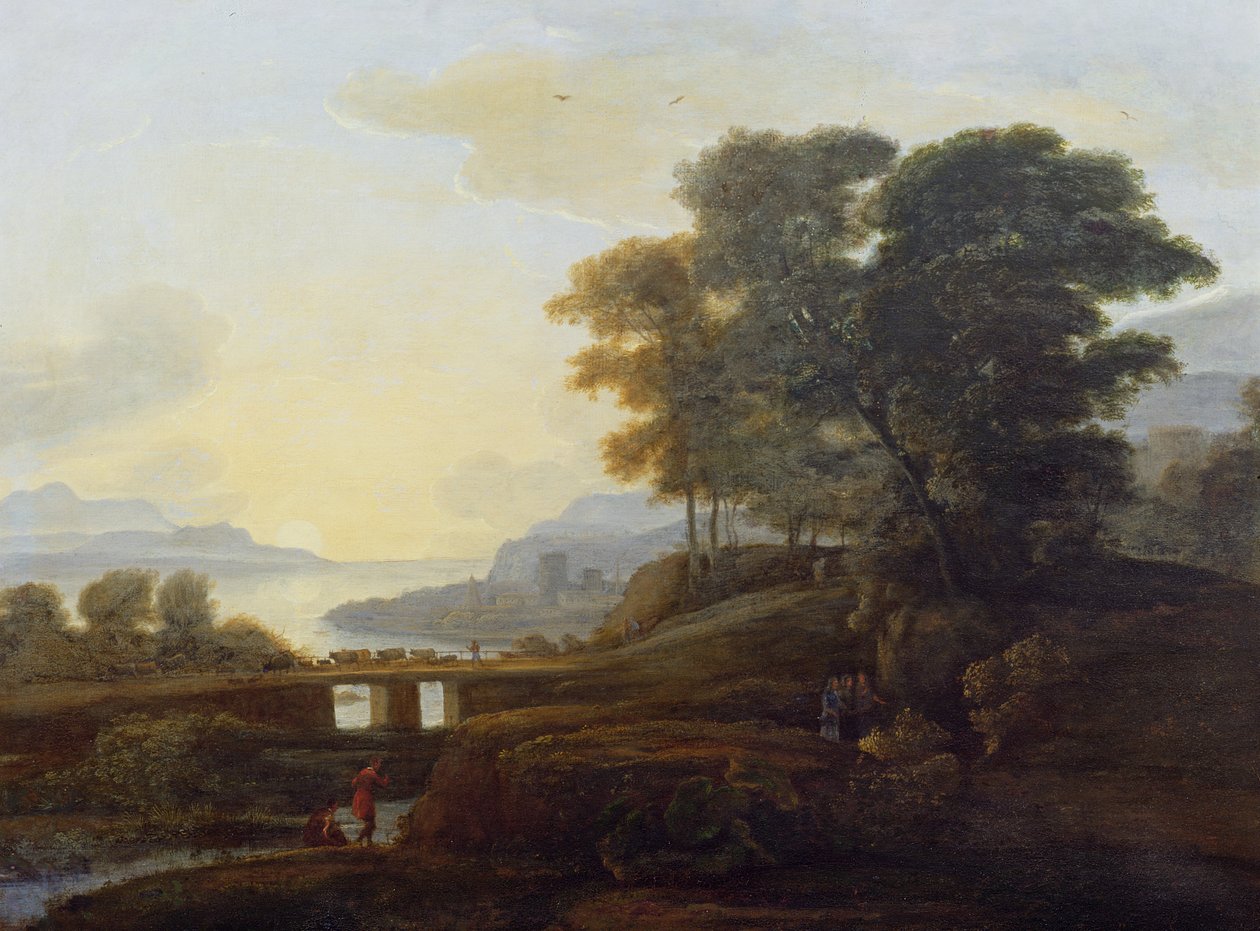 Paesaggio con bovini e capre che attraversano un ponte da Claude Lorrain