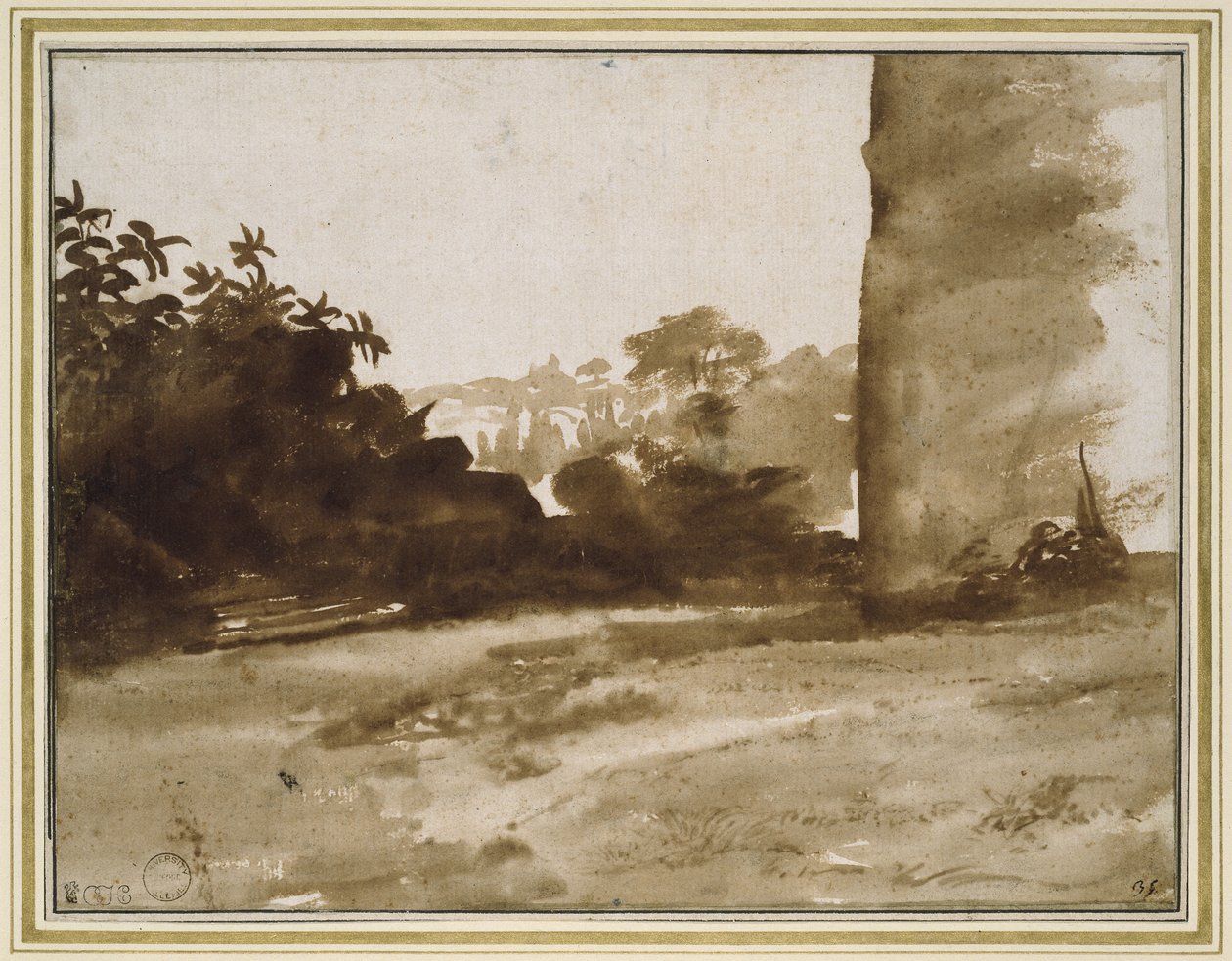 Vista del giardino con un muro a destra, c.1640 da Claude Lorrain