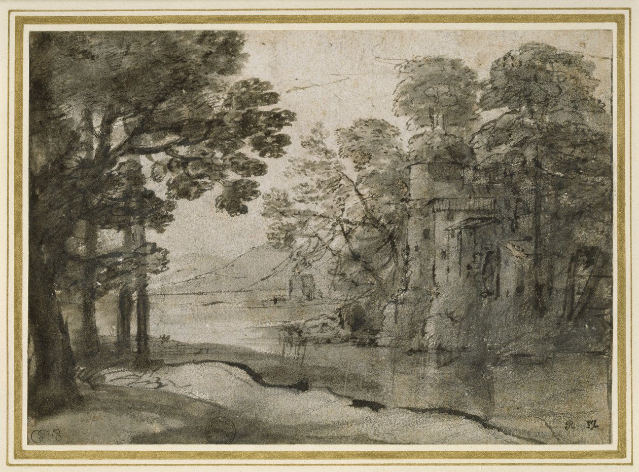 Mulino ad acqua tra gli alberi, c.1635-38 da Claude Lorrain