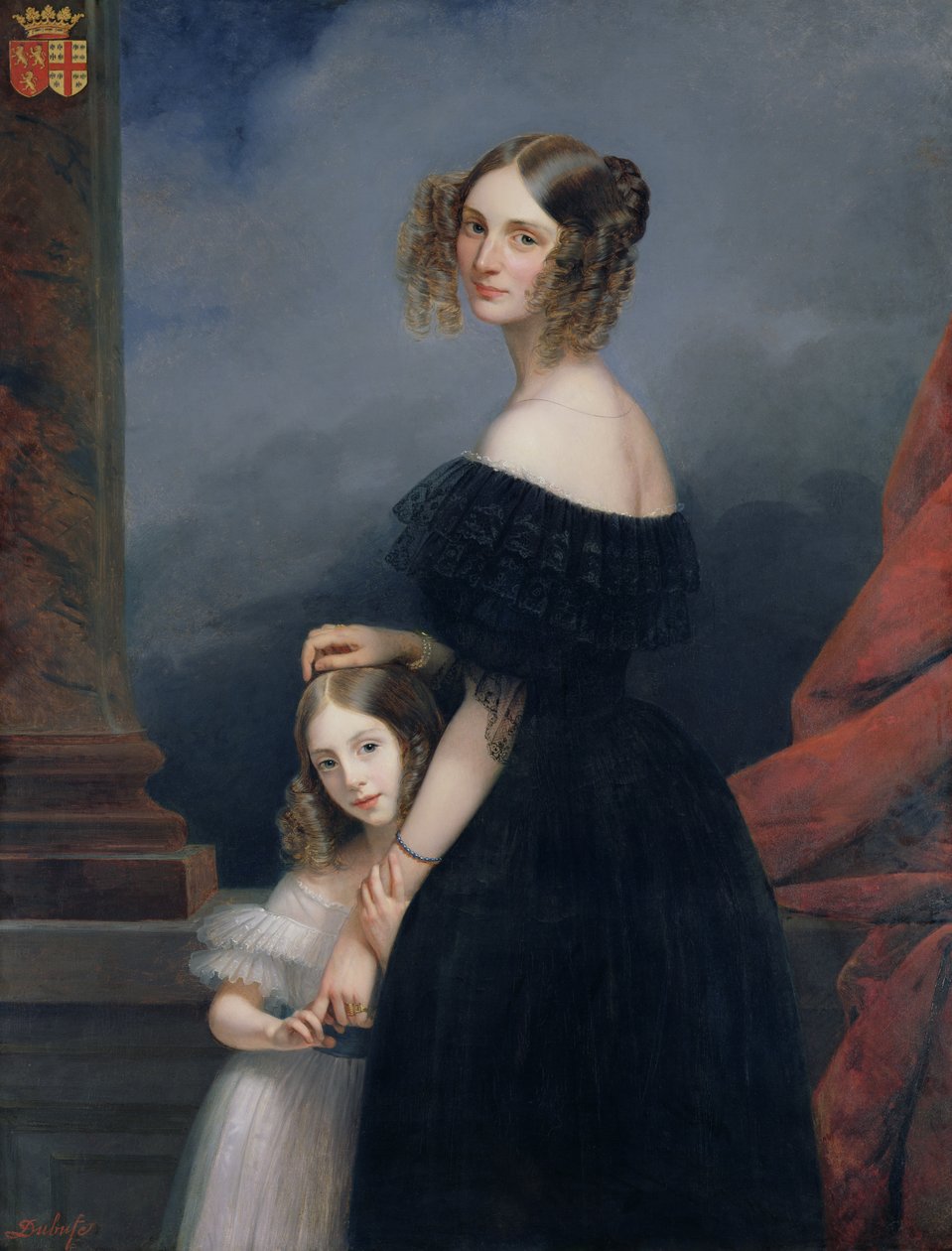 Ritratto di Anne-Louise Alix de Montmorency, con sua figlia, c.1840 da Claude Marie Dubufe