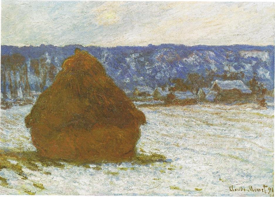 Covone di grano effetto neve, giorno nuvoloso da Claude Monet