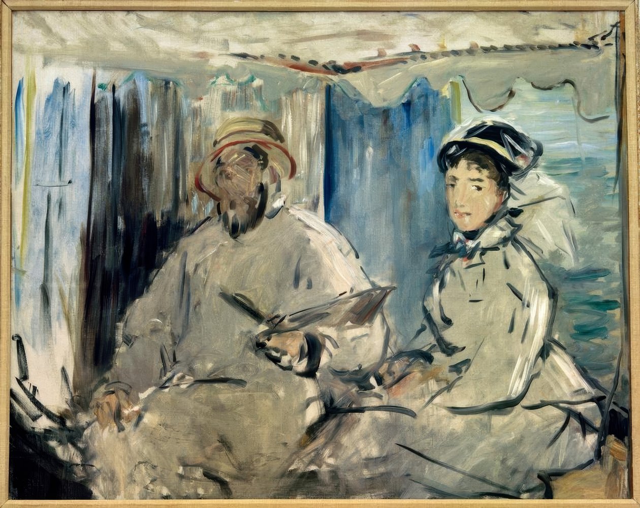 Monet che dipinge nel suo atelier da Claude Monet