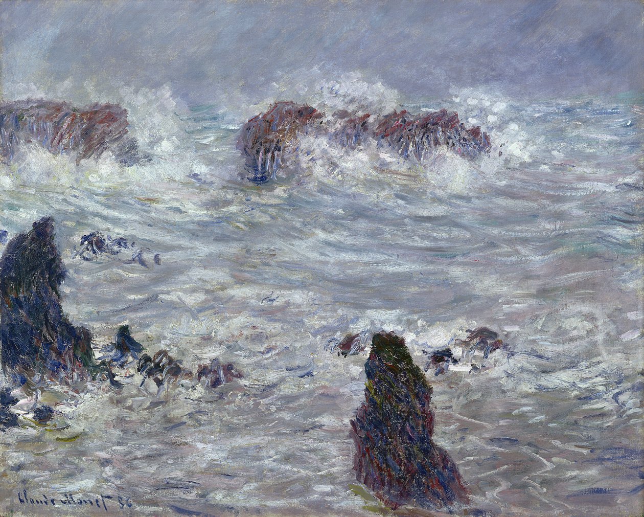 Tempesta, al largo della costa di Belle-Ile da Claude Monet