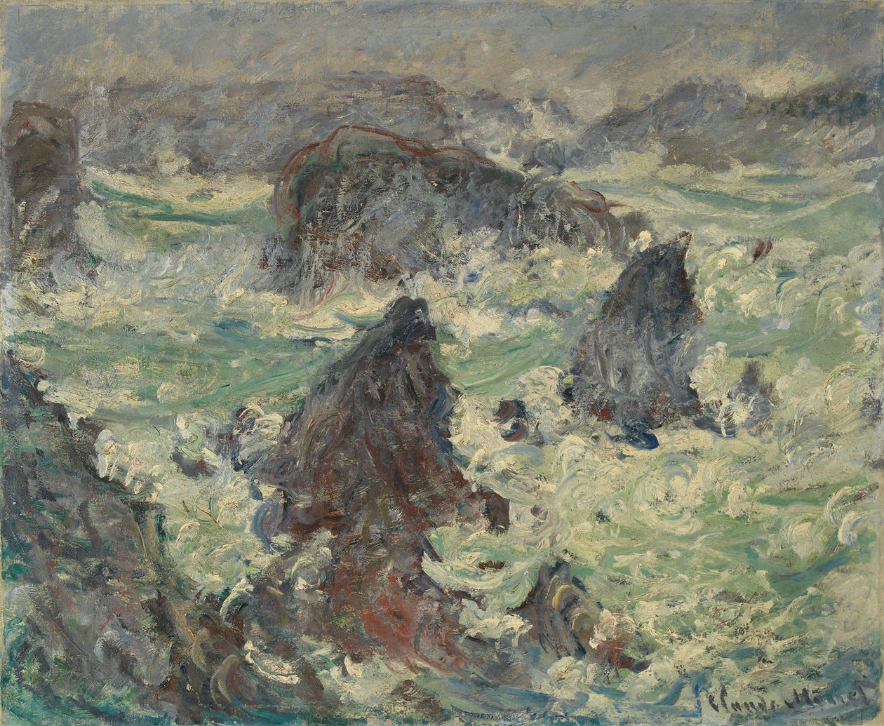 Tempesta sulle coste di Belle-Île da Claude Monet