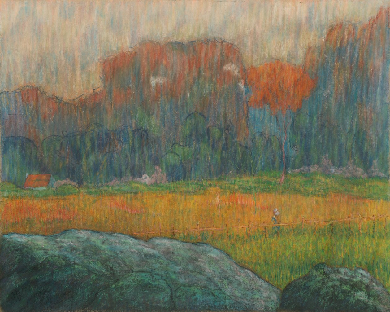 Paesaggio con figura e case da Claude Emile Schuffenecker