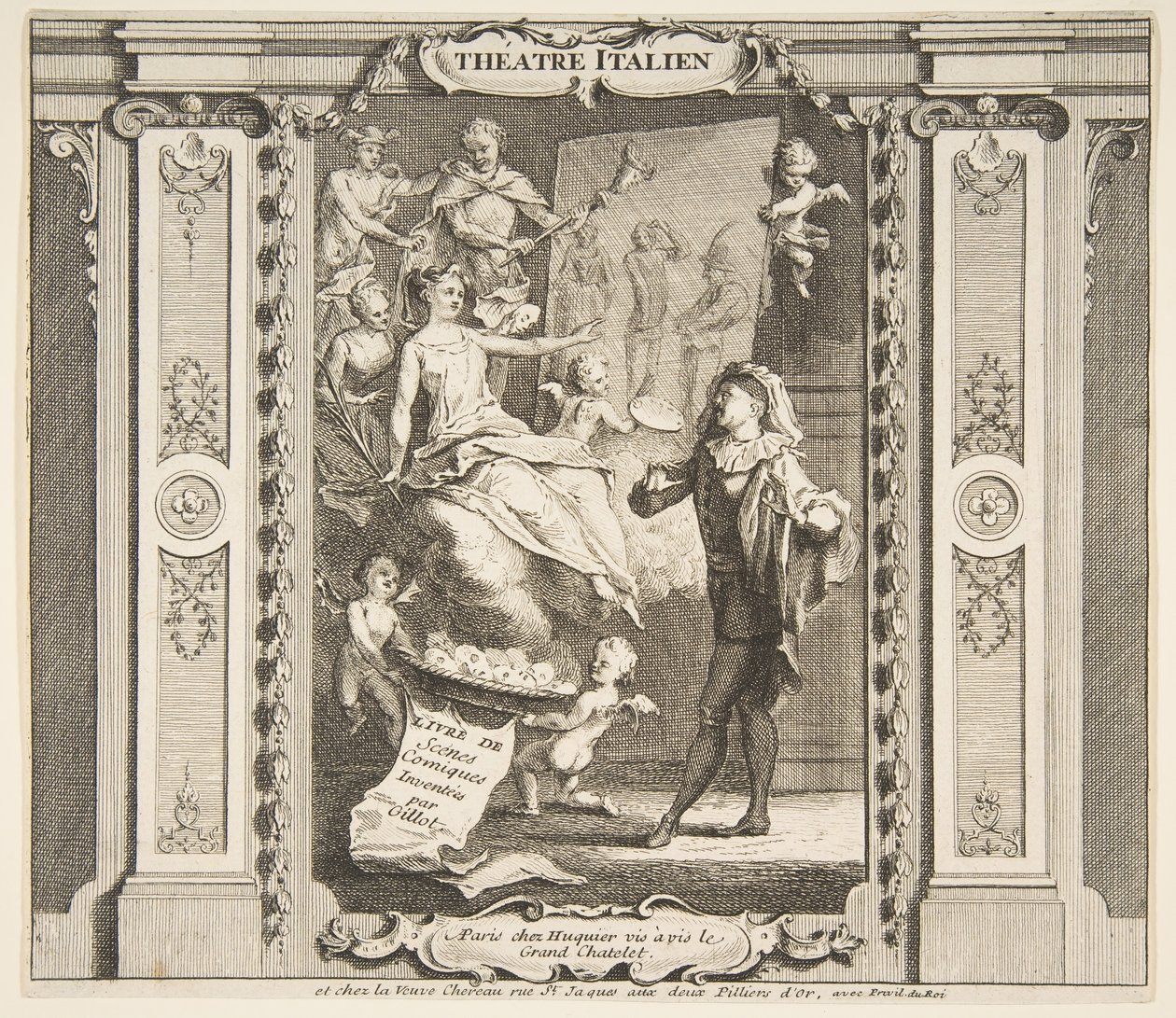 Frontespizio per Teatro Italiano da Claude Gillot, Jacques Gabriel Huquier