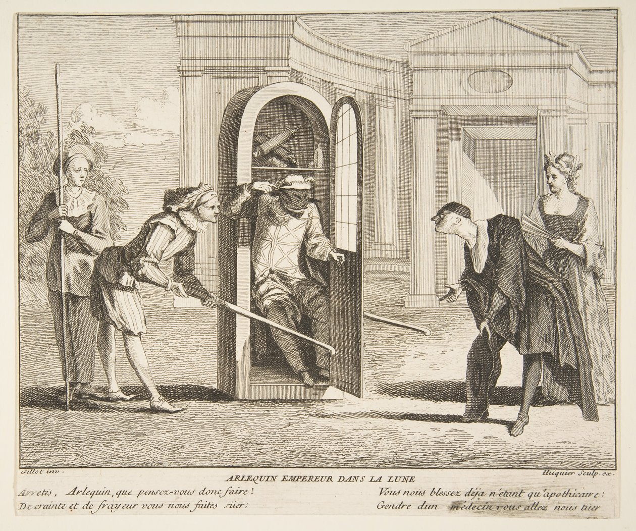 Arlecchino, Imperatore sulla Luna da Claude Gillot, Jacques Gabriel Huquier