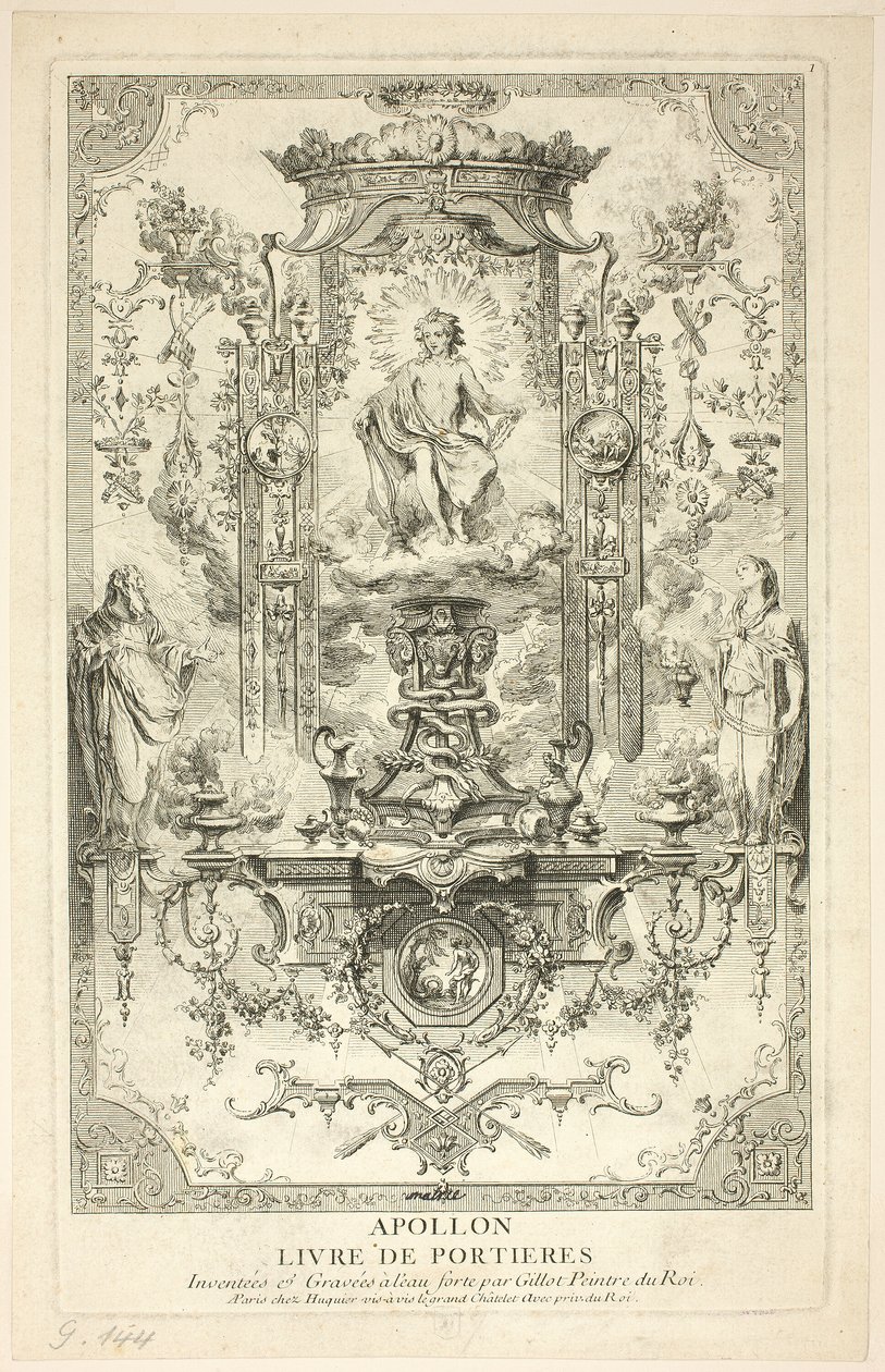 Apollo, da Livre de Portieres da Claude Gillot