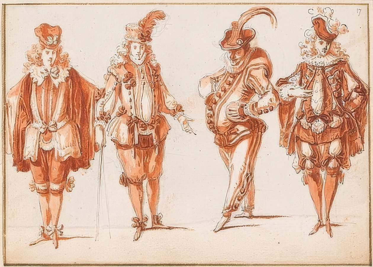 Quattro figure in costume da Claude Gillot