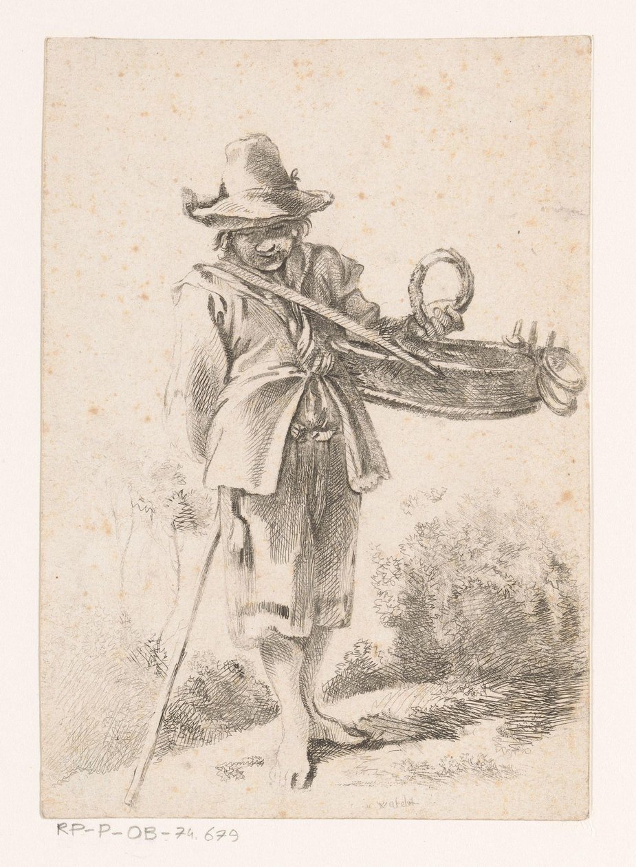 Giovane venditore di prodotti da forno in un paesaggio da Claude Henri Watelet