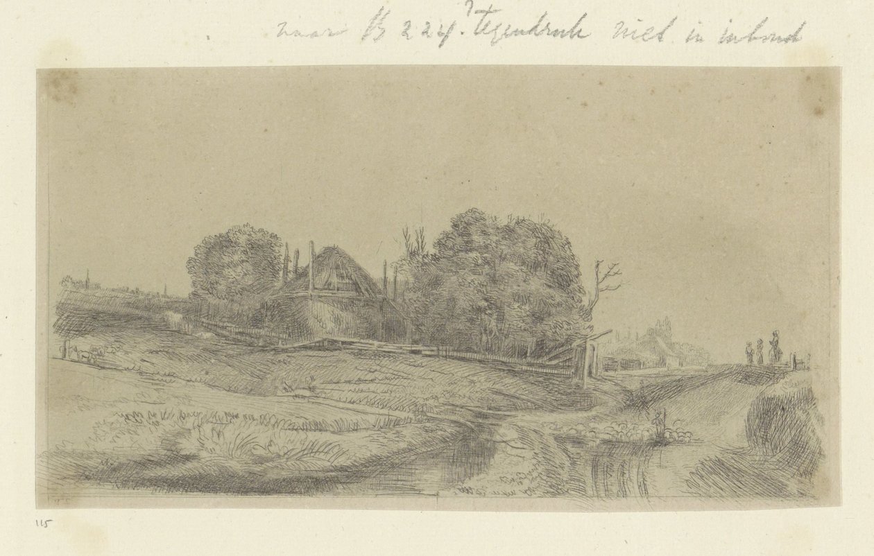 Paesaggio con un pagliaio e un gregge di pecore da Claude Henri Watelet