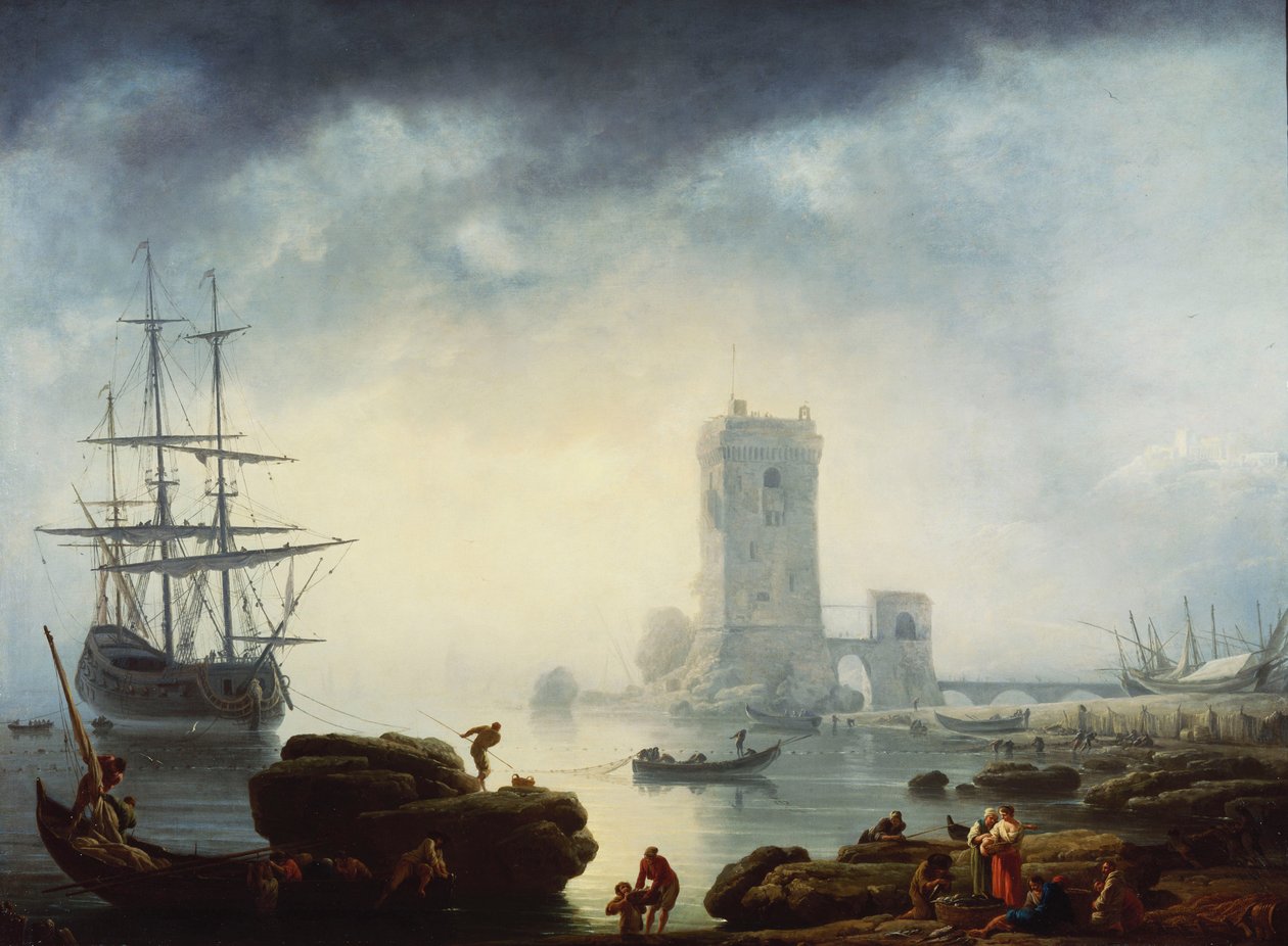 Una Scena di Porto Mediterraneo: Mattina, 1745 da Claude Joseph Vernet