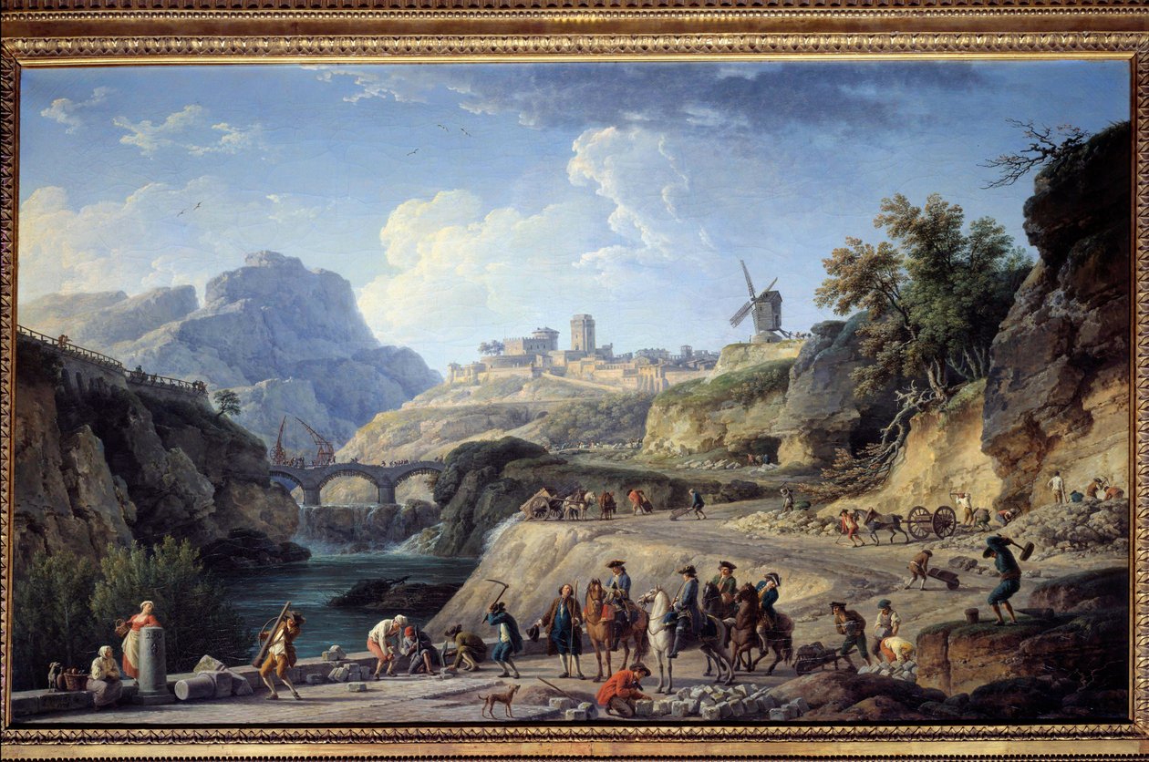 Costruzione di una grande strada da Claude Joseph Vernet