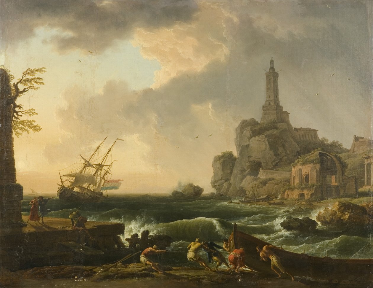 Faro di Genova e il Tempio di Minerva Medica da Claude Joseph Vernet