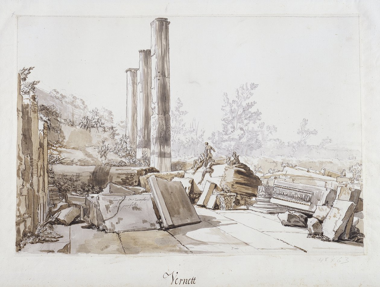 Rovine del Tempio di Serapide a Pozzuoli, 1750 da Claude Joseph Vernet