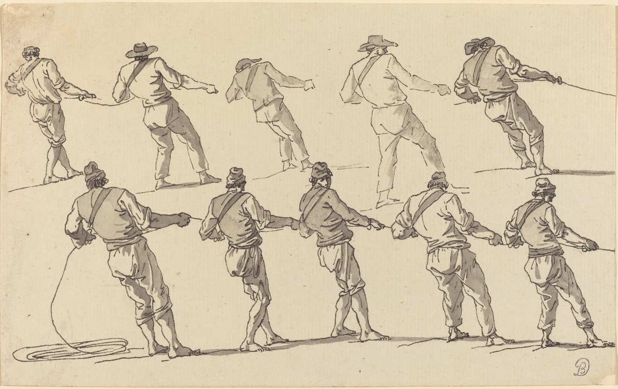 Dieci uomini che tirano corde da Claude Joseph Vernet