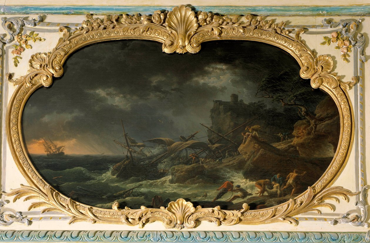 Le quattro parti del giorno: il Sud o la Tempesta. Navi durante un naufragio in un mare secco. Dipinto di Joseph Vernet (1762) da Claude Joseph Vernet