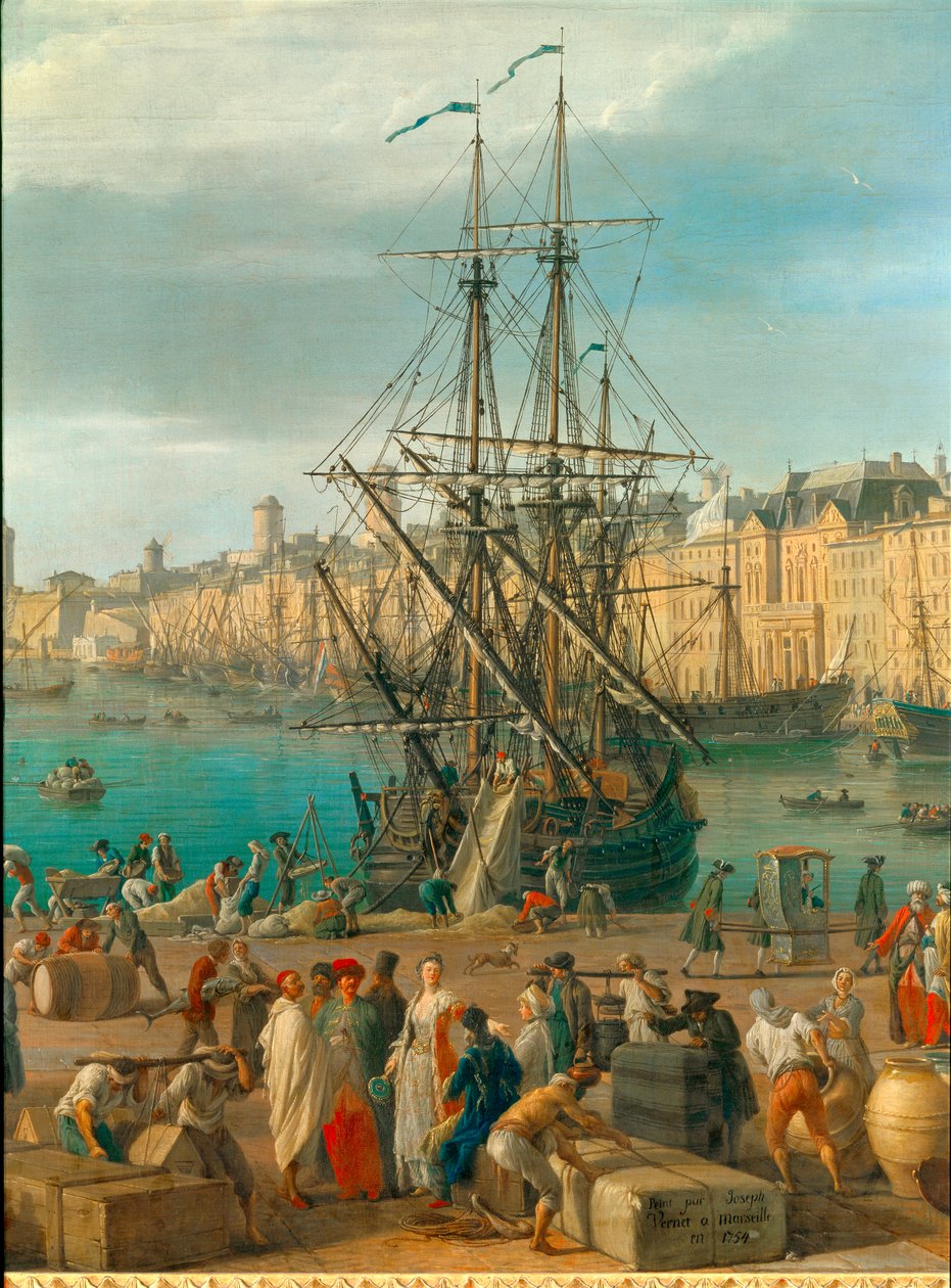 Il porto di Marsiglia nel XVIII secolo (dettaglio) da Claude Joseph Vernet