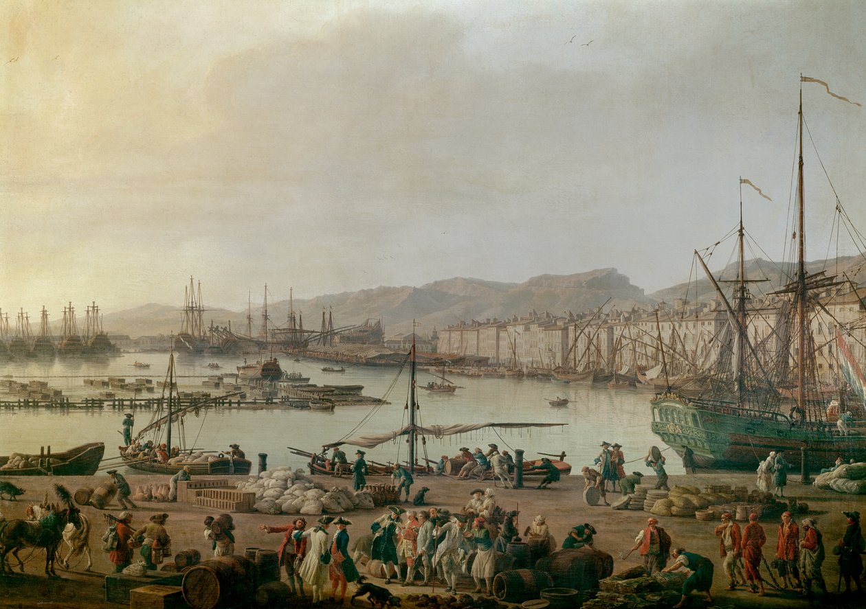 Veduta del porto di Tolone (dettaglio). Dipinto di Joseph Vernet da Claude Joseph Vernet