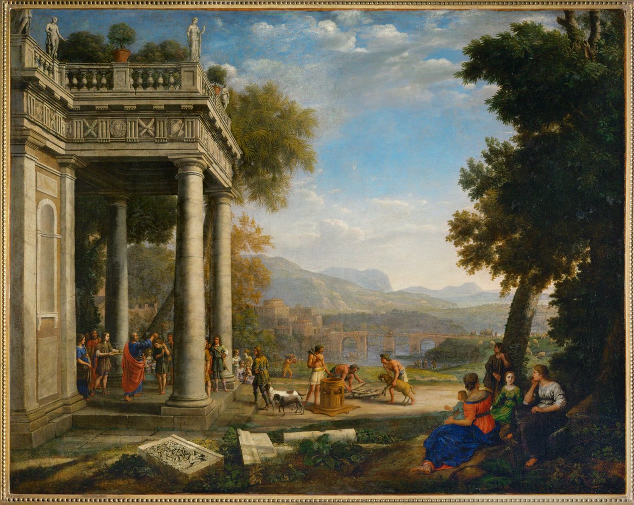 David sacre roi par Samuel - Davide incoronato da Samuele ... da Claude Lorrain (1600 82)