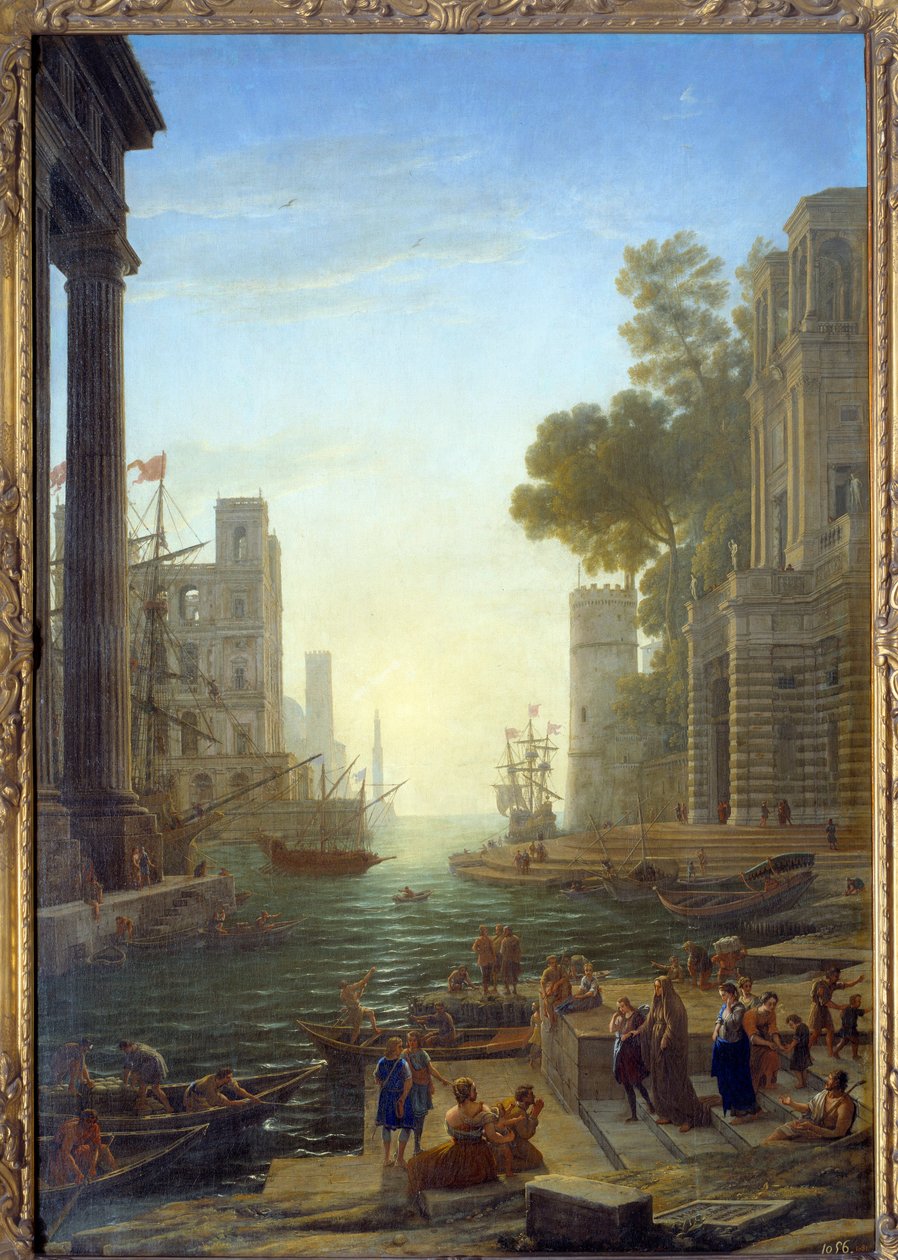 Paesaggio con la barca di Santa Paola Romana a Ostia. Santa Paola lascia i suoi figli per viaggiare verso la Terra Santa da Claude Lorrain