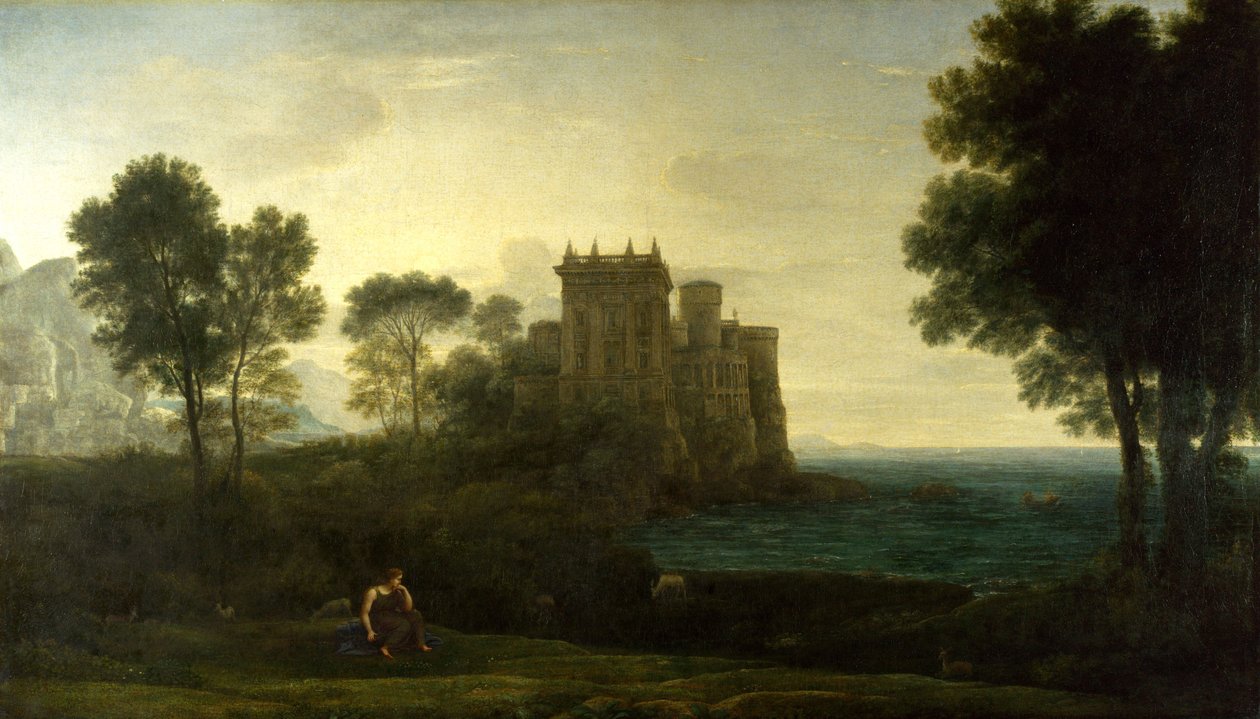 Paesaggio con Psiche davanti al palazzo di Cupido o il castello incantato da Claude Lorrain