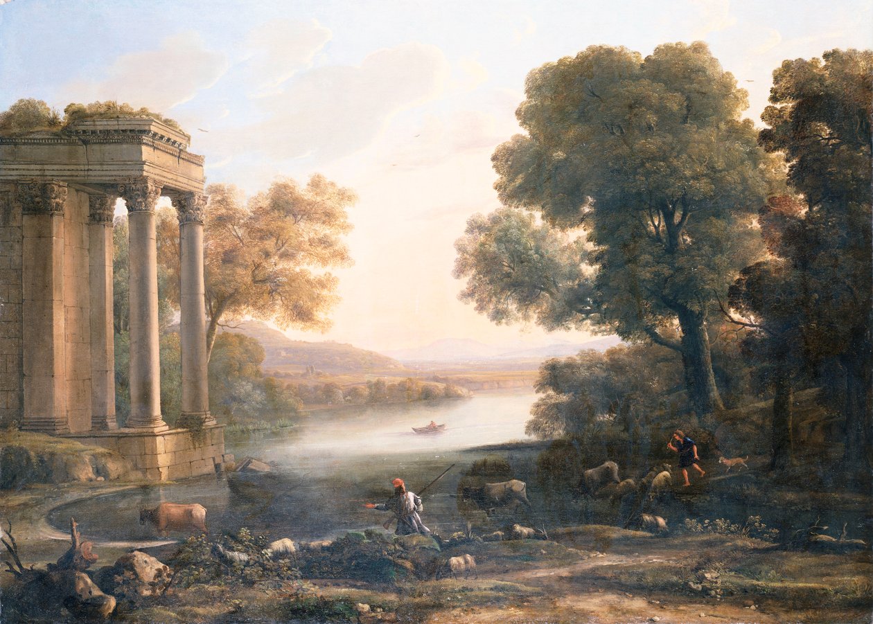 Paesaggio pastorale con tempio in rovina, c.1638 da Claude Lorrain