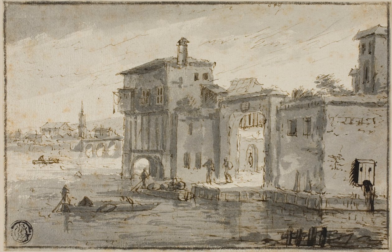 Edifici accanto alla laguna da Claude Lorrain