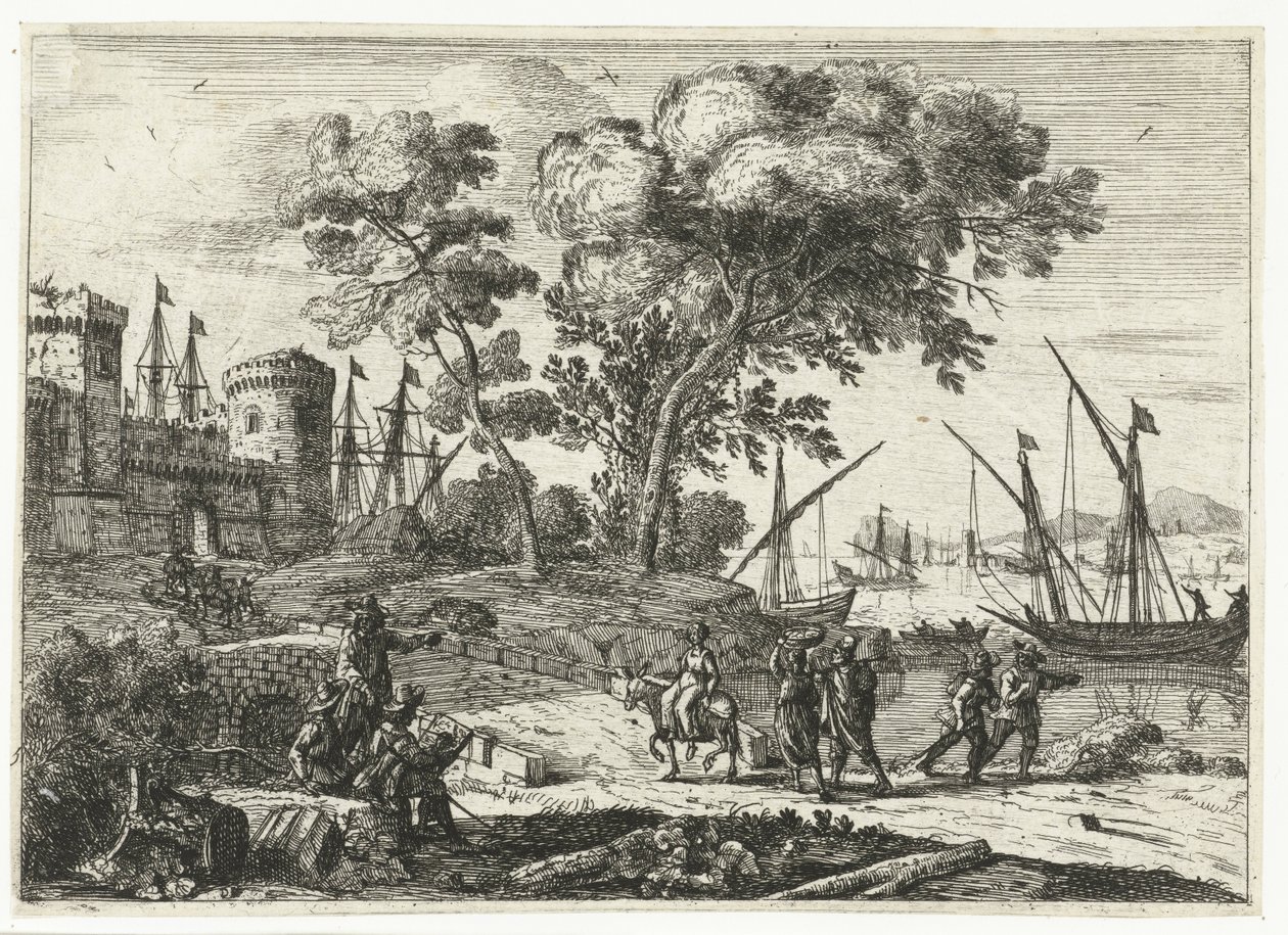 Artista al lavoro in un paesaggio da Claude Lorrain