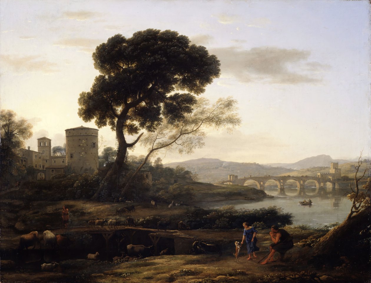 Paesaggio vicino a Roma con vista del Ponte Molle, 1645 da Claude Lorrain