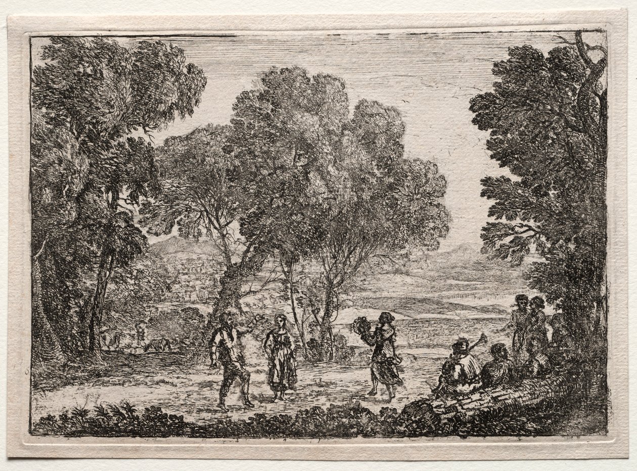Paesaggio con una danza di campagna, piccola lastra da Claude Lorrain