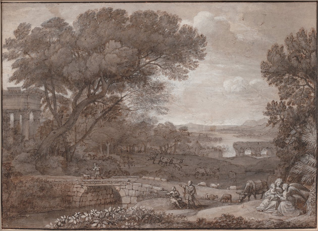 Paesaggio con il riposo durante la fuga in Egitto, 1660 da Claude Lorrain