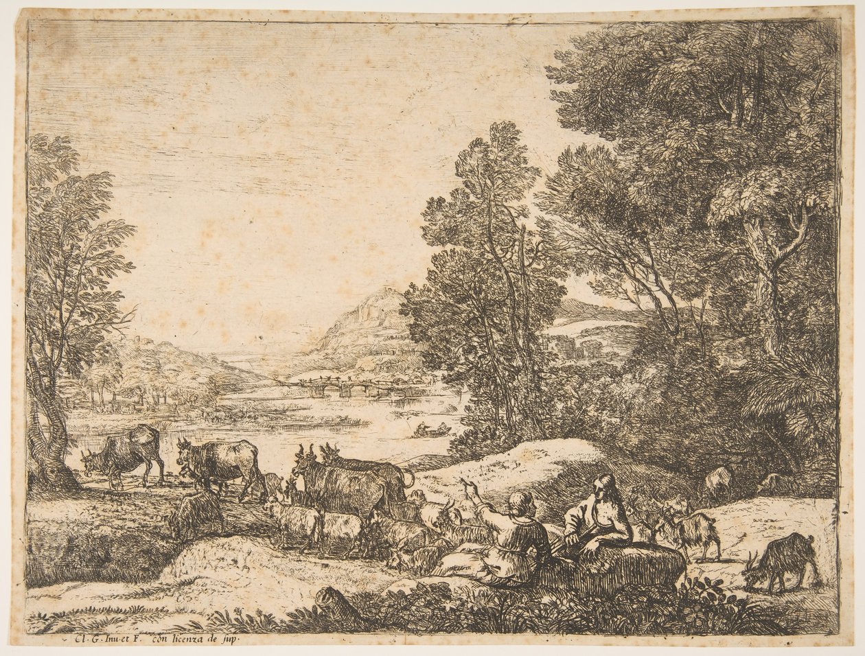 Pastore e pastorella che conversano in un paesaggio, ca. 1651 da Claude Lorrain