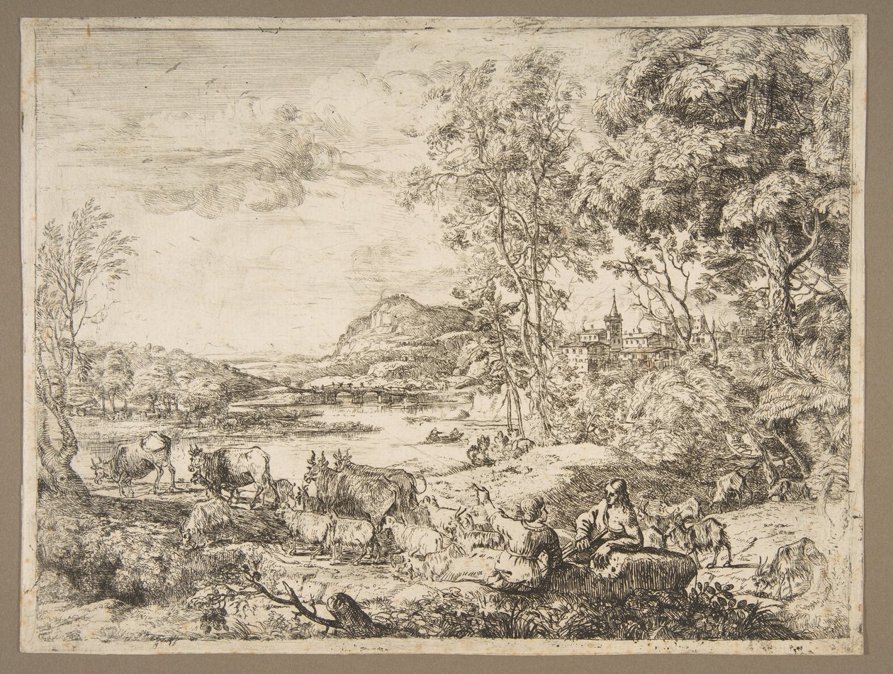 Pastore e pastorella che conversano in un paesaggio, ca. 1651 da Claude Lorrain