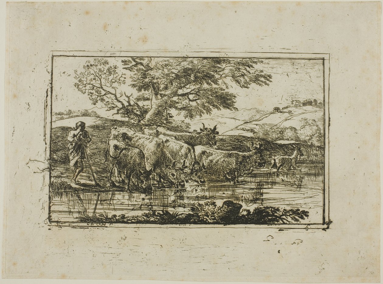Il gregge al luogo di abbeveraggio da Claude Lorrain