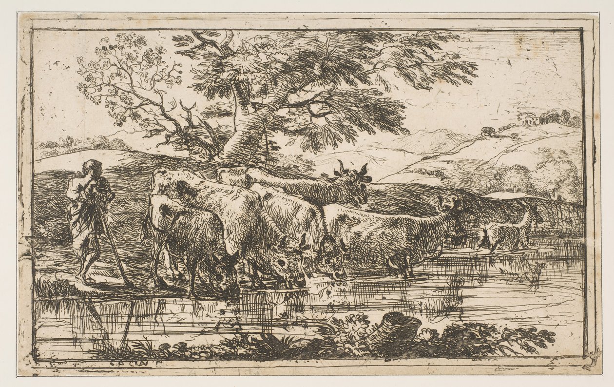 Il gregge al luogo di abbeveraggio, 1635 da Claude Lorrain