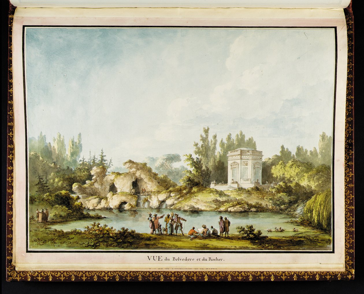 Vue du Belvédère et du Rocher, da Recueil des plans du Petit Trianon di Richard Mique da Claude Louis Chatelet