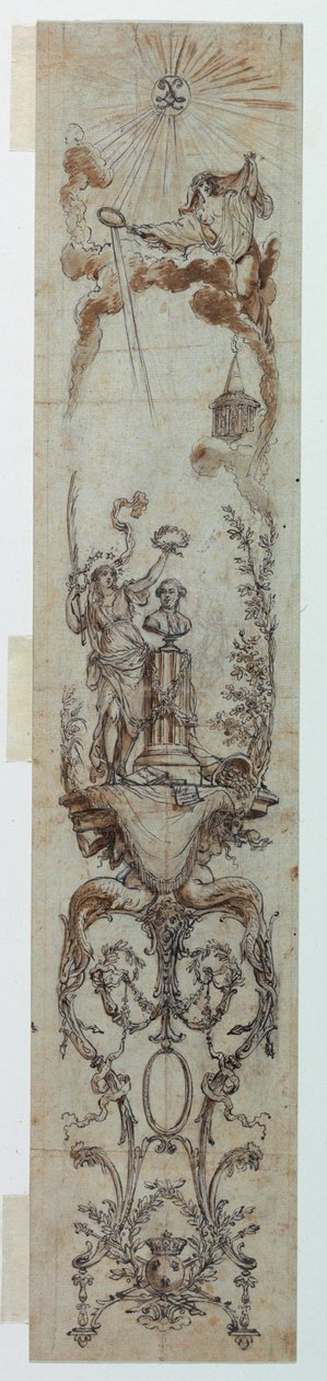 Disegno, Progetti per pannelli dipinti con la Fortuna e Jacques Necker, 1788-90 da Claude Louis Desrais