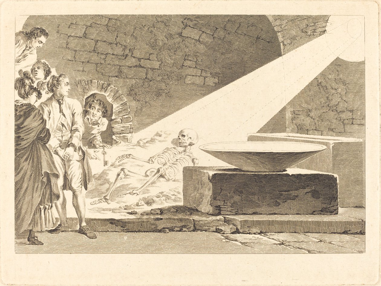 Fragonard e Bergeret con le loro mogli in visita a una tomba a Pompei da Claude Mathieu Fessard after Jean Honoré Fragonard