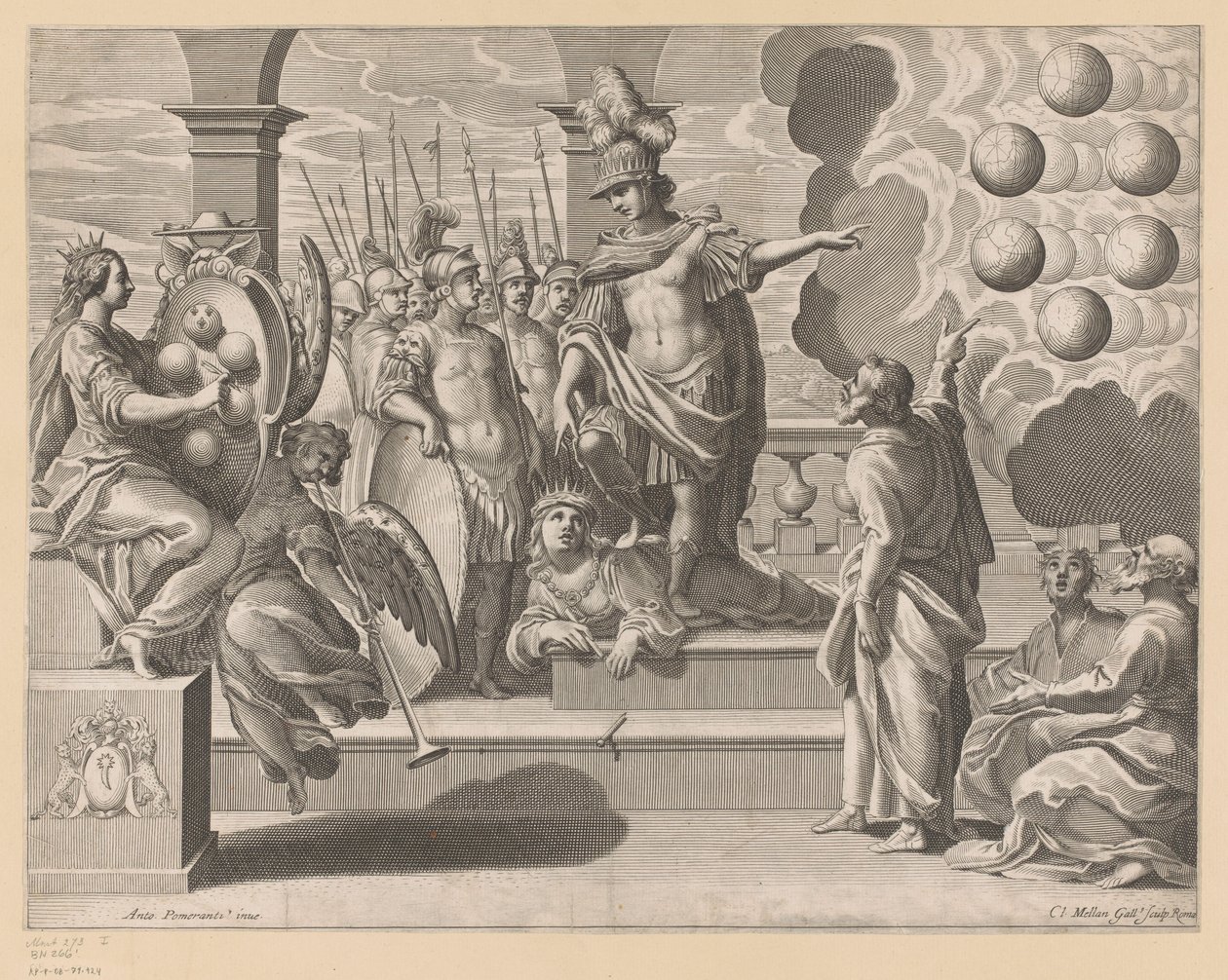 Allegoria con soldati e lo stemma dei Medici da Claude Mellan