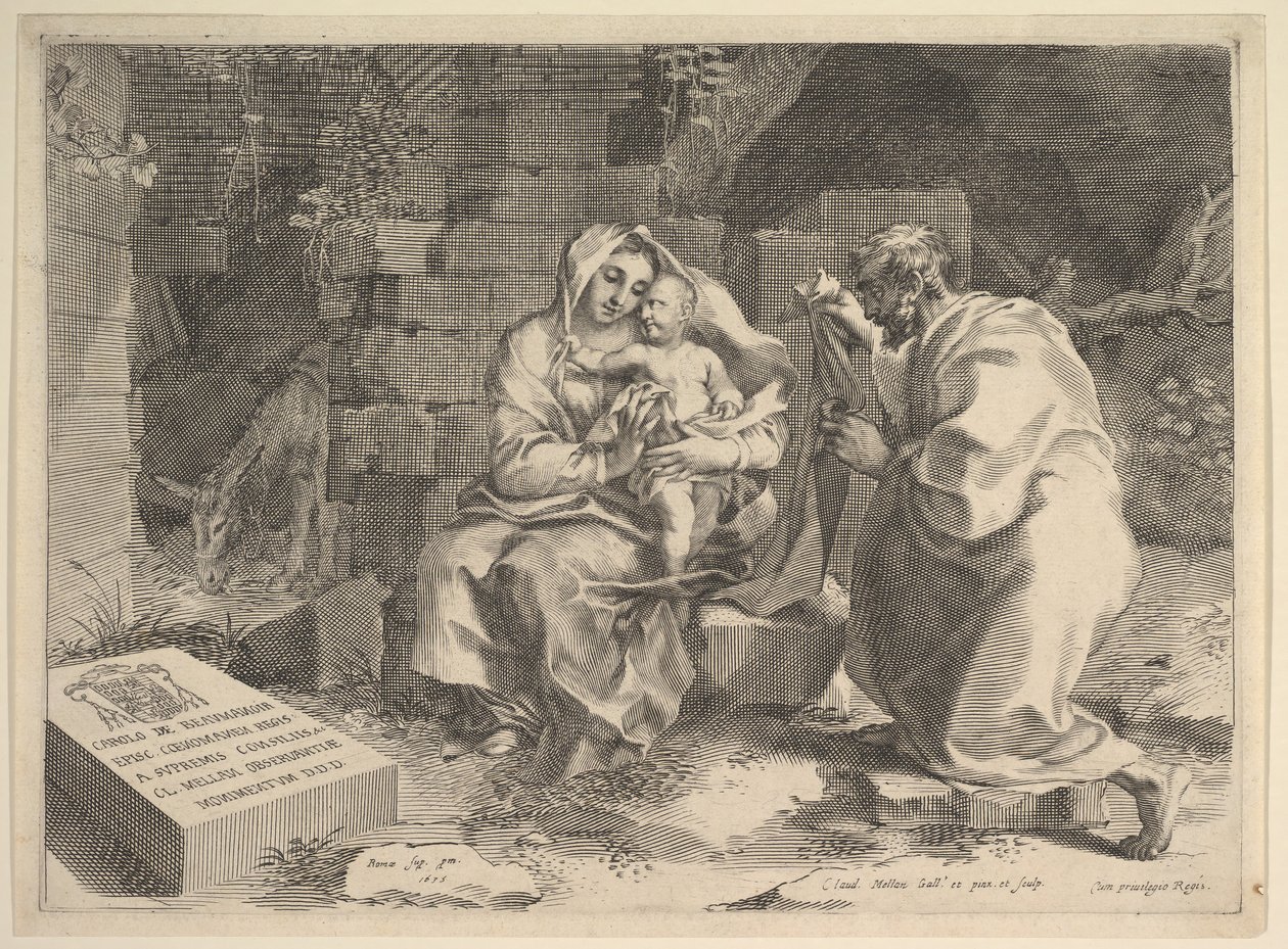 Sacra Famiglia durante la fuga in Egitto da Claude Mellan