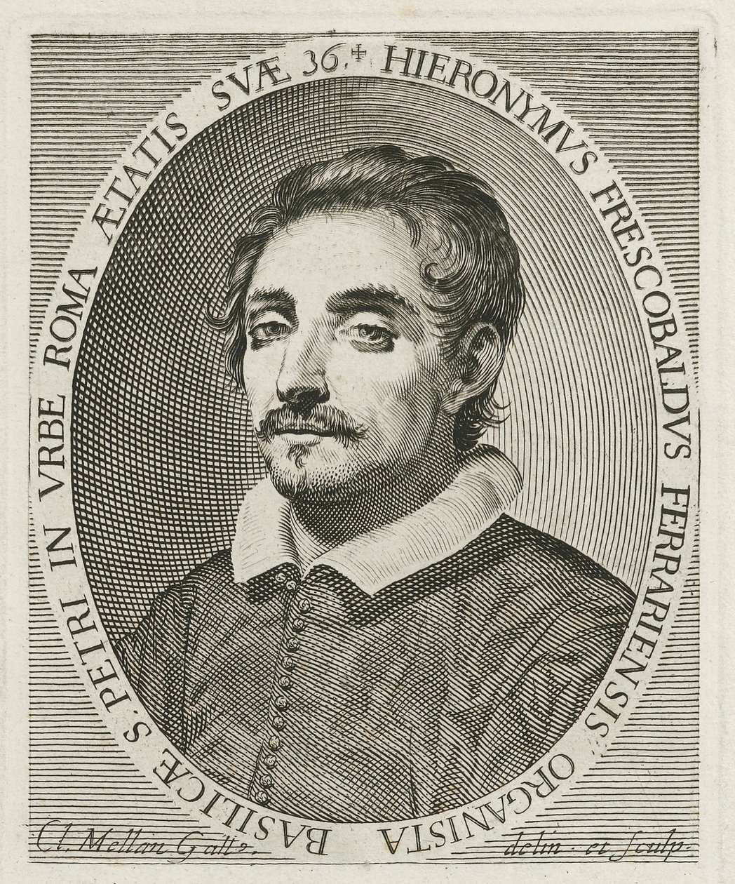 Ritratto del compositore Girolamo Frescobaldi 1583-1643, 1634 da Claude Mellan