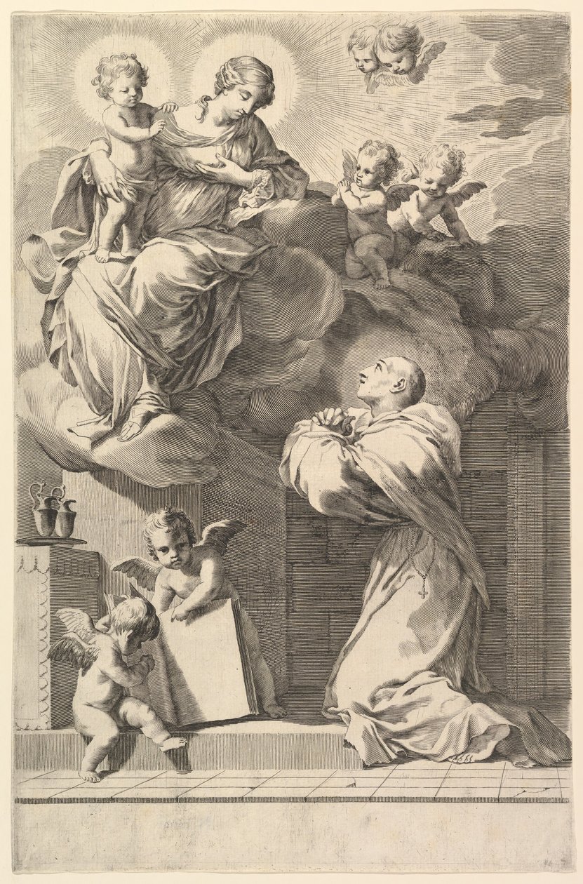 San Bernardo inginocchiato davanti alla Vergine e al Bambino, 1640 da Claude Mellan