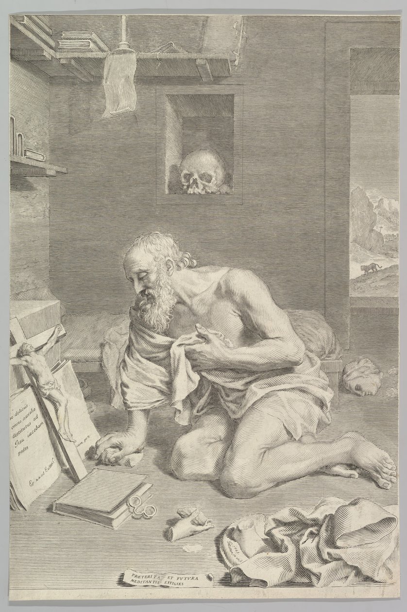 San Girolamo in preghiera nella sua cella Saint Jérôme pénitent, 1665 da Claude Mellan
