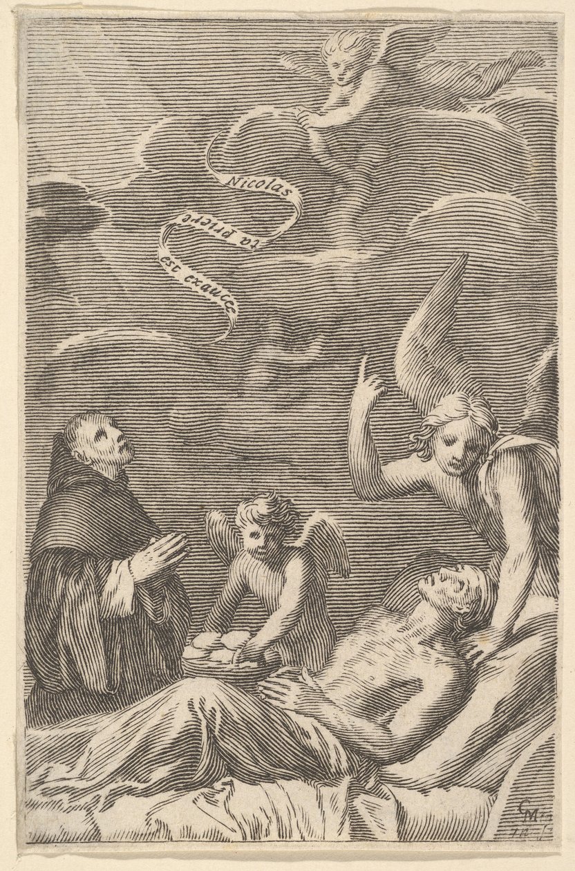 San Nicola che prega per un uomo morente da Claude Mellan
