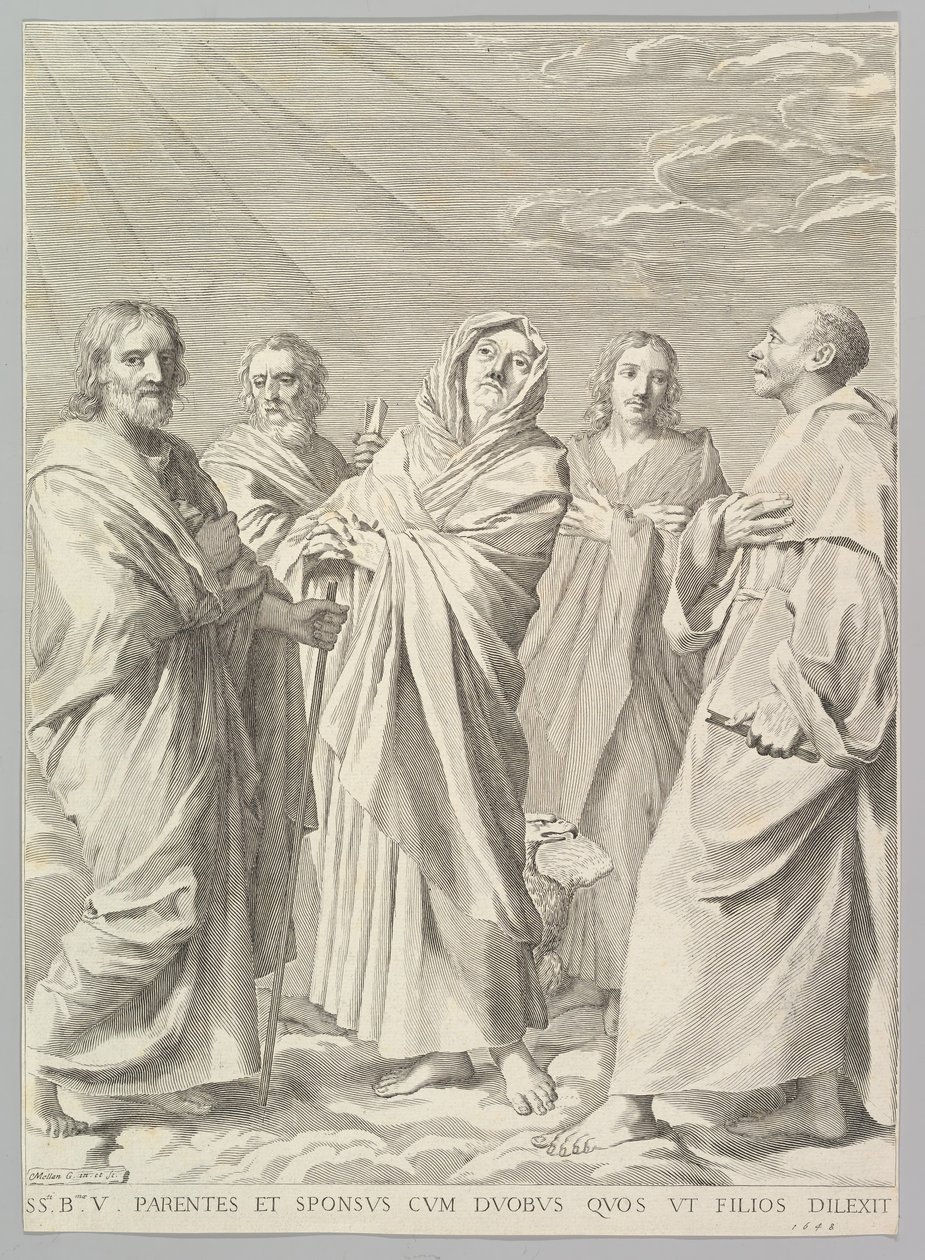 Santi Anna, Giuseppe, Gioacchino, Bernardo e Giovanni Evangelista Parenté de la Vierge da Claude Mellan