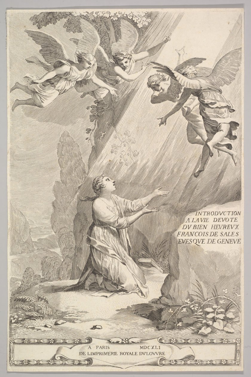 Pagina del titolo per François de Sales, Introduzione alla vita devota, 1641 da Claude Mellan