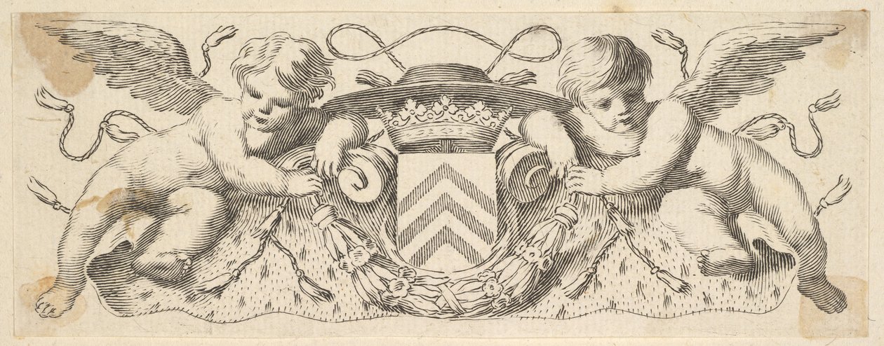 Due cherubini con le armi del cardinale Richelieu, prima del 1642 da Claude Mellan