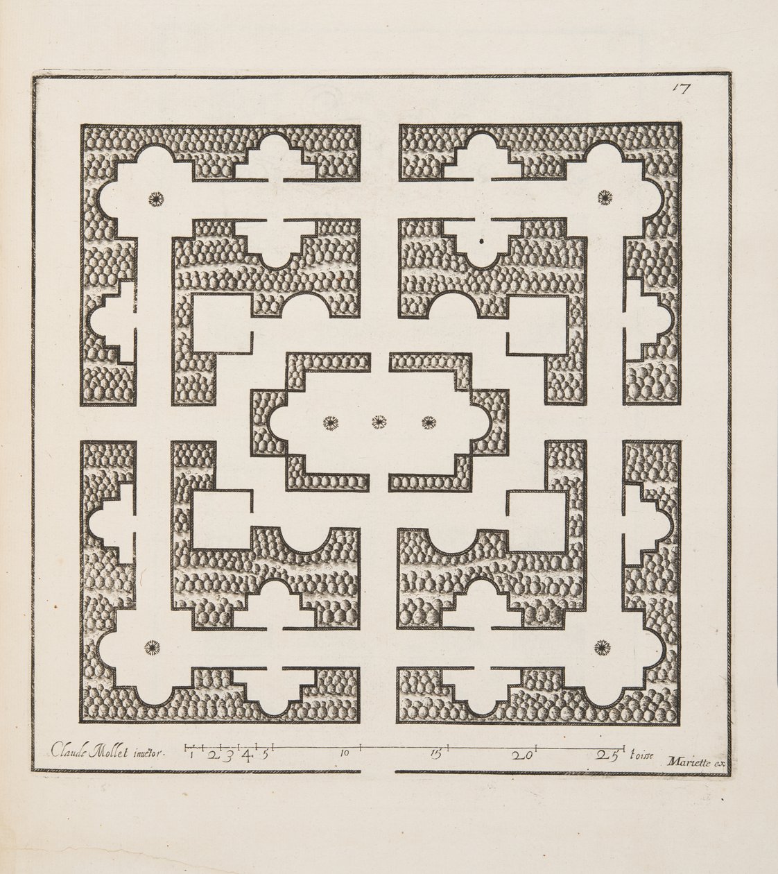 Progetto per Parterre, da Theatre des Plans et Jardinages, pub.1652 (incisione) da Claude Mollet