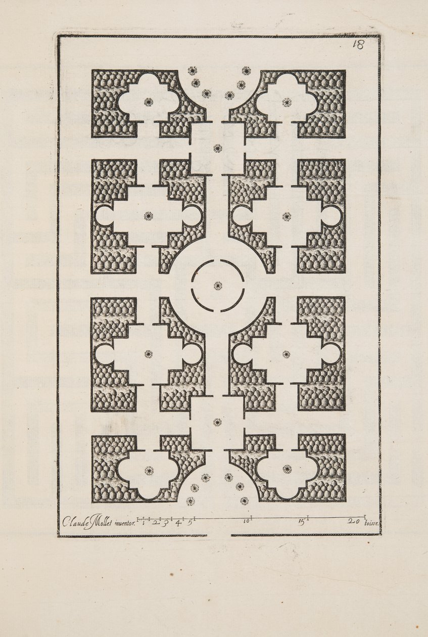 Progetto per Parterre, da Theatre des Plans et Jardinages, pub.1652 da Claude Mollet